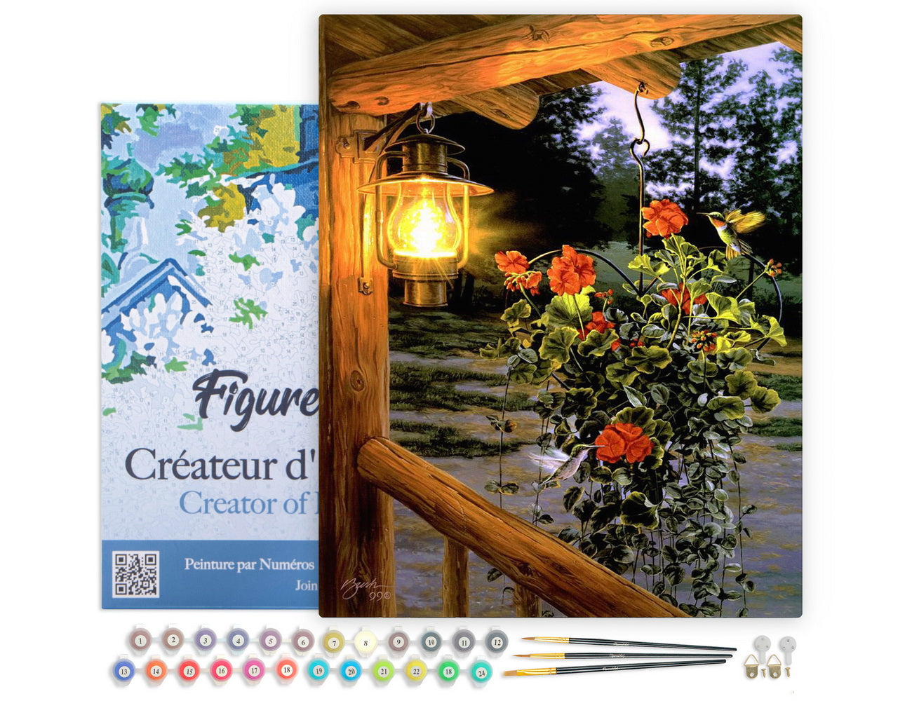 Paint by numbers kit Paint by Numbers Framed - Lantern under the porch Figured'Art