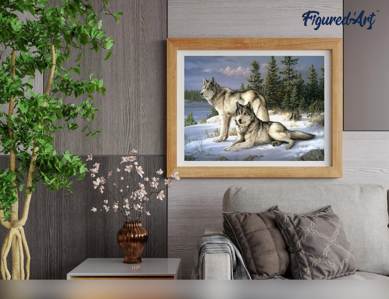 Paint by Numbers Framed - Wolves Couple