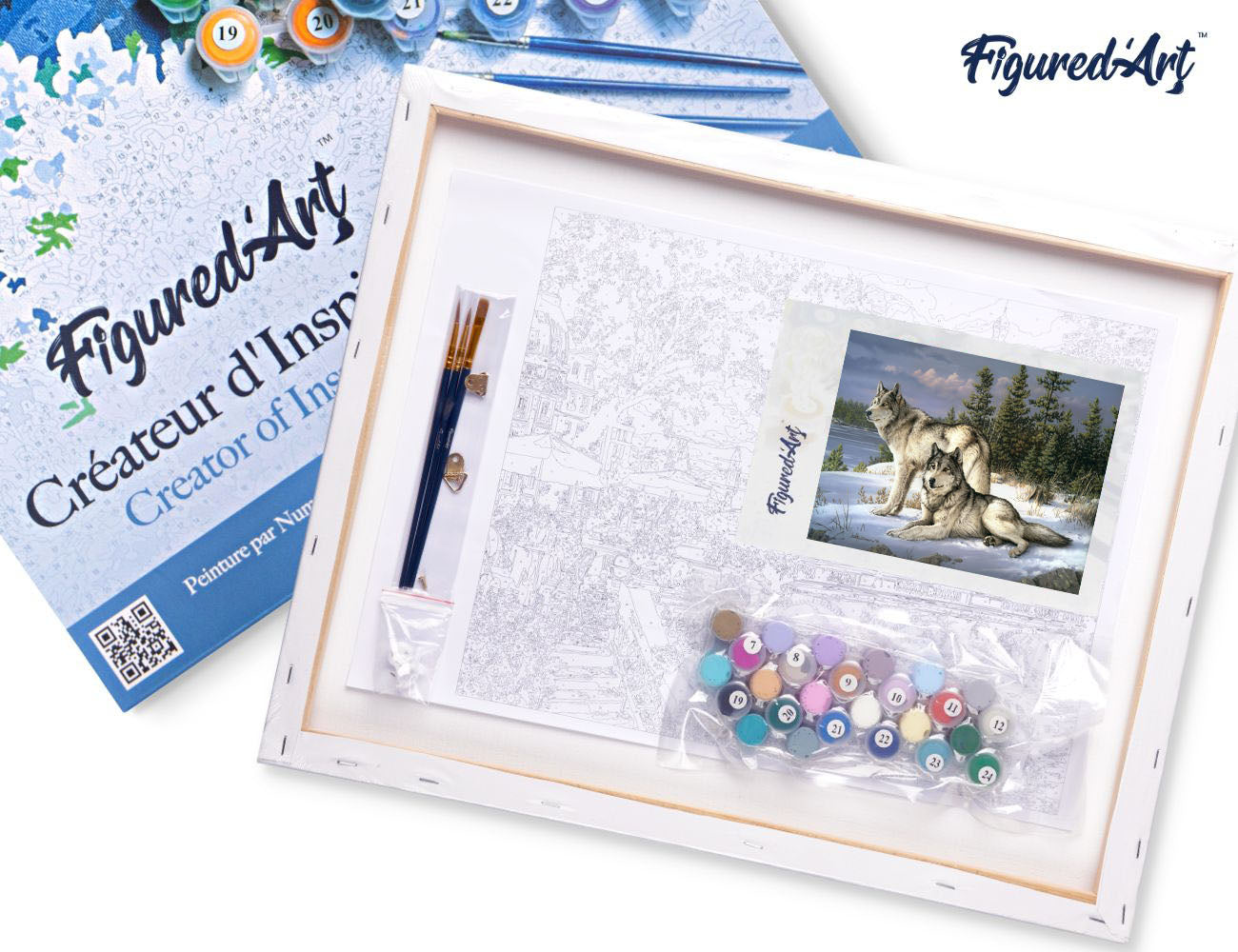 Paint by Numbers Framed - Wolves Couple