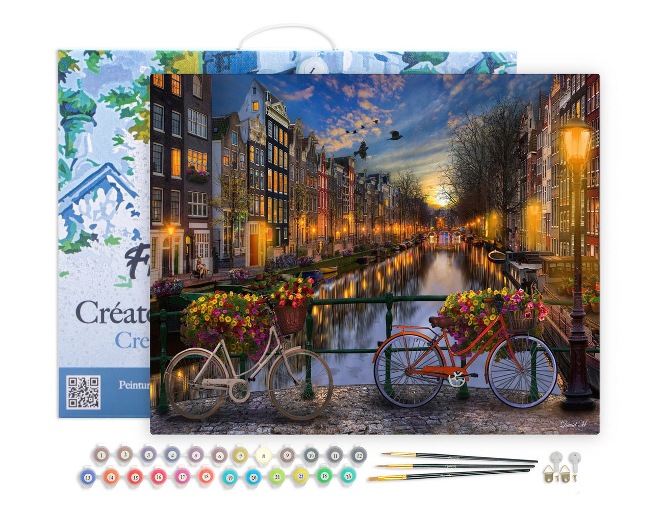 Paint by numbers kit Paint by Numbers Framed - View of Amsterdam canal Figured'Art