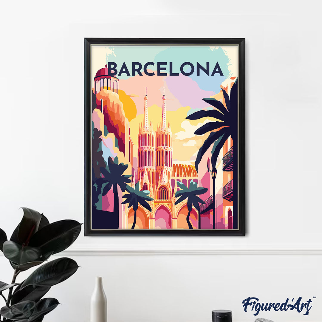 Paint by Numbers Framed - Travel Poster Barcelona