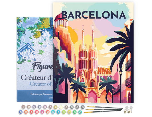 Paint by Numbers Framed - Travel Poster Barcelona