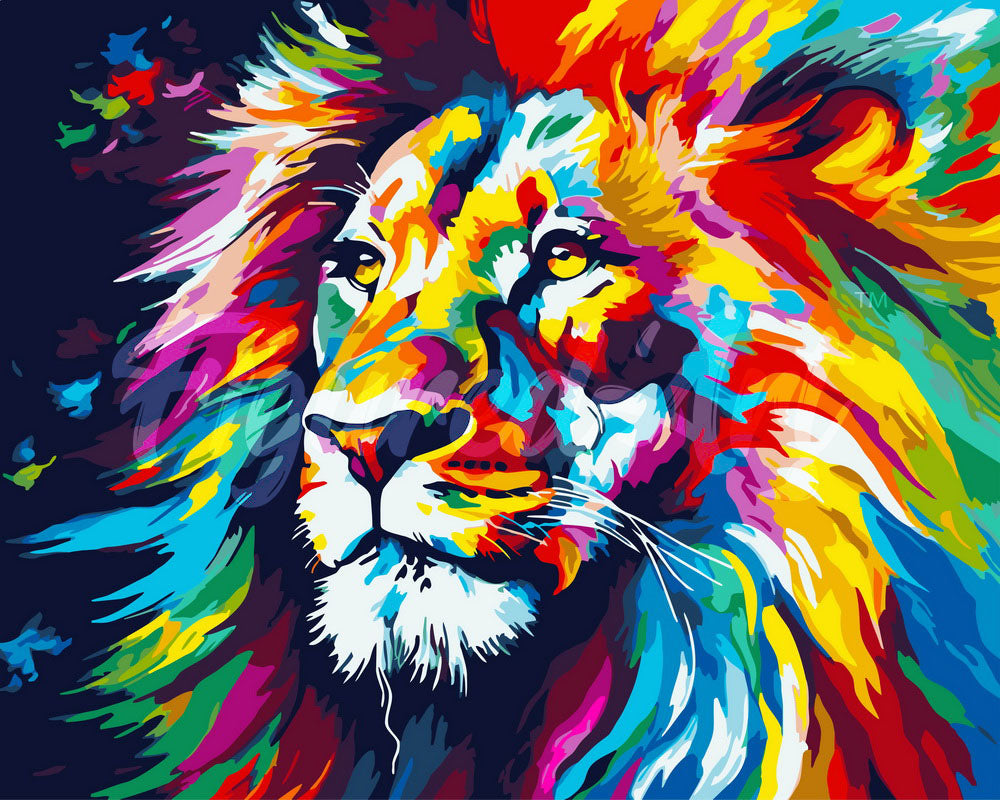 Paint by Numbers rolled - Colorful Abstract Lion