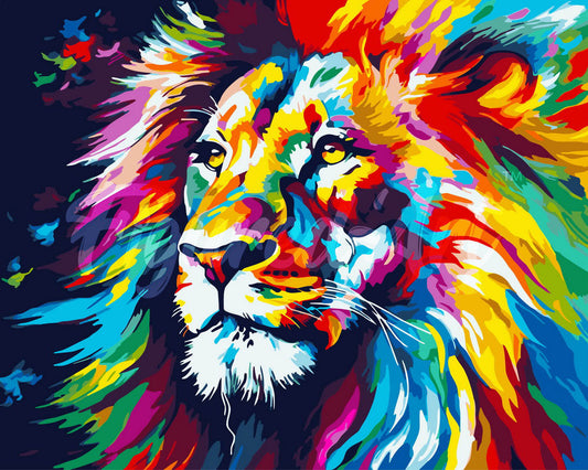 Paint by Numbers rolled - Colorful Abstract Lion