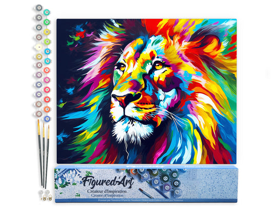 Paint by Numbers rolled - Colorful Abstract Lion