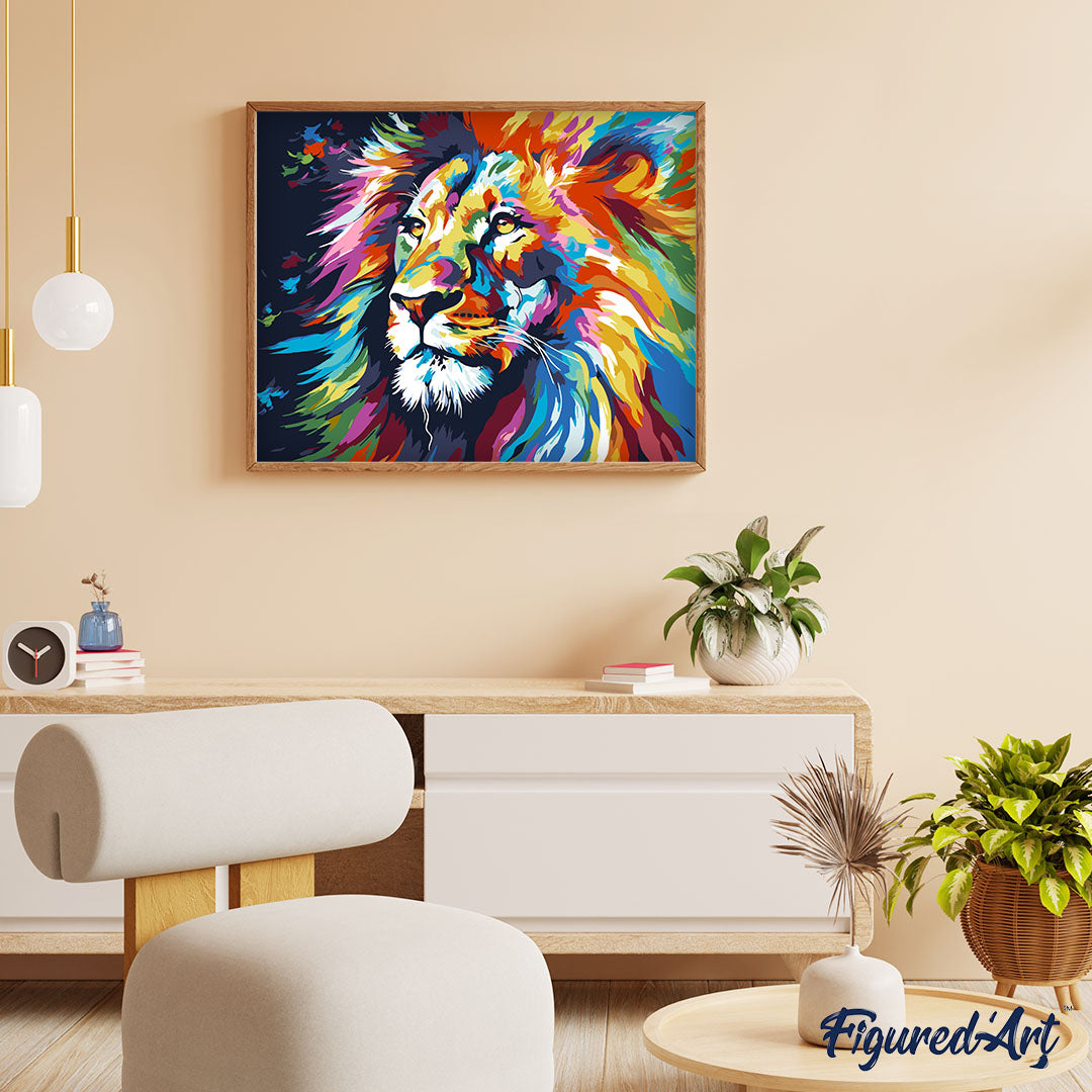 Paint by Numbers rolled - Colorful Abstract Lion