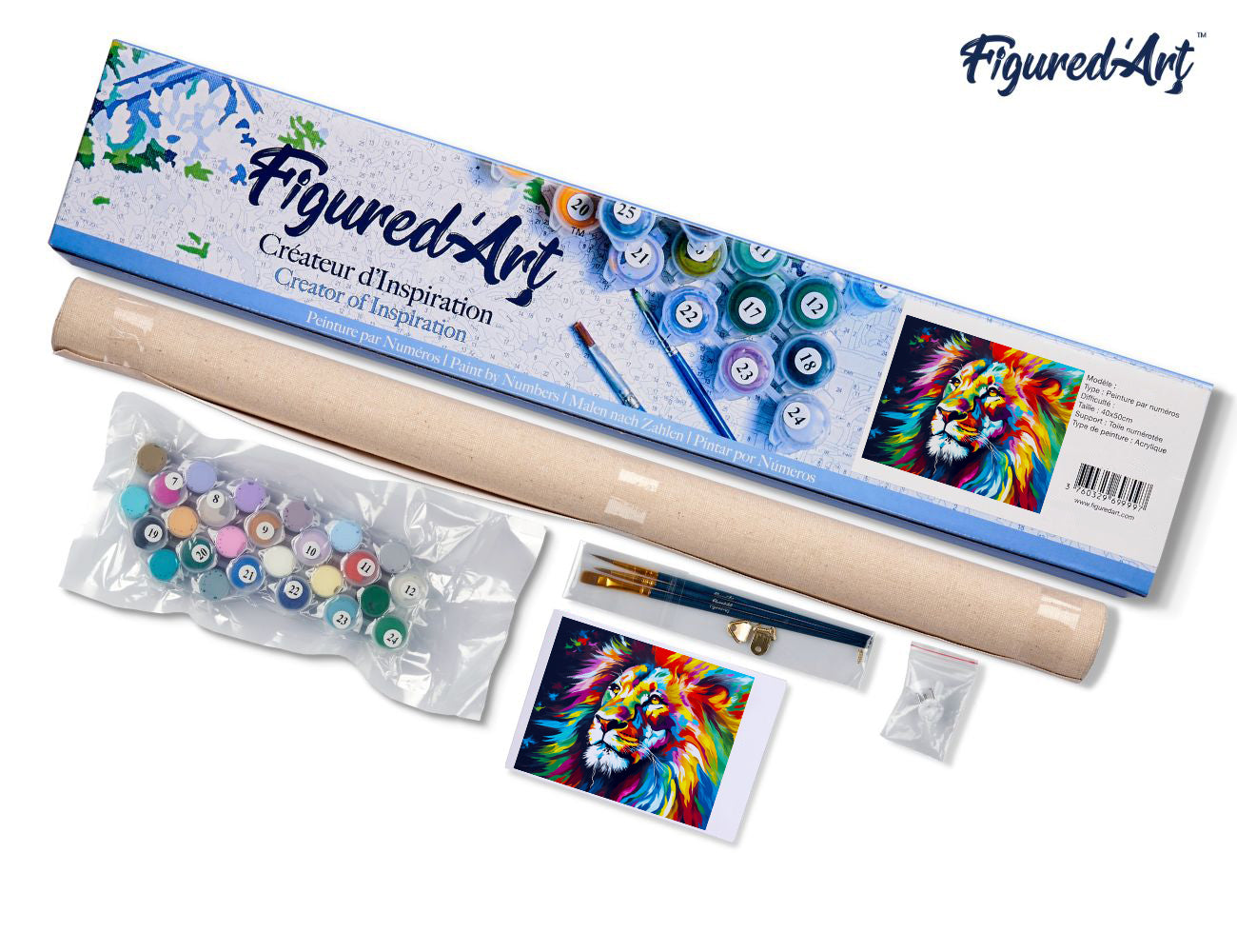 Paint by Numbers rolled - Colorful Abstract Lion