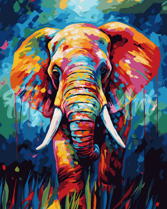 Paint by Numbers rolled - Colorful Abstract Elephant