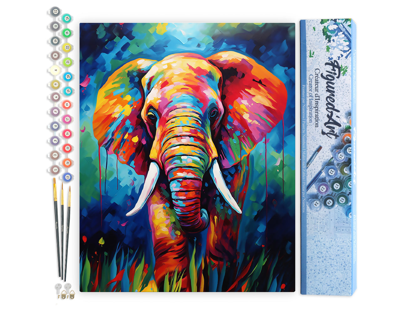 Paint by Numbers rolled - Colorful Abstract Elephant