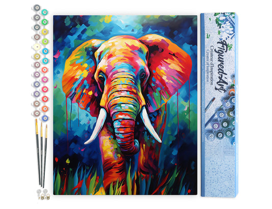 Paint by Numbers rolled - Colorful Abstract Elephant