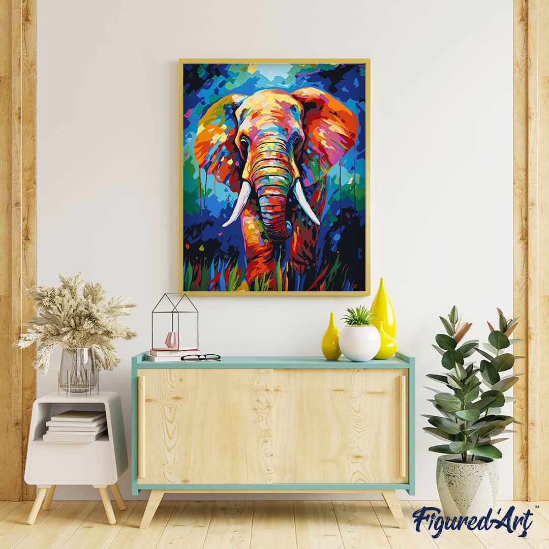 Paint by Numbers rolled - Colorful Abstract Elephant