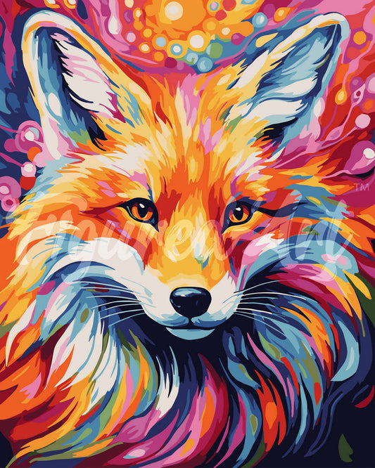 Paint by Numbers rolled - Colorful Abstract Fox
