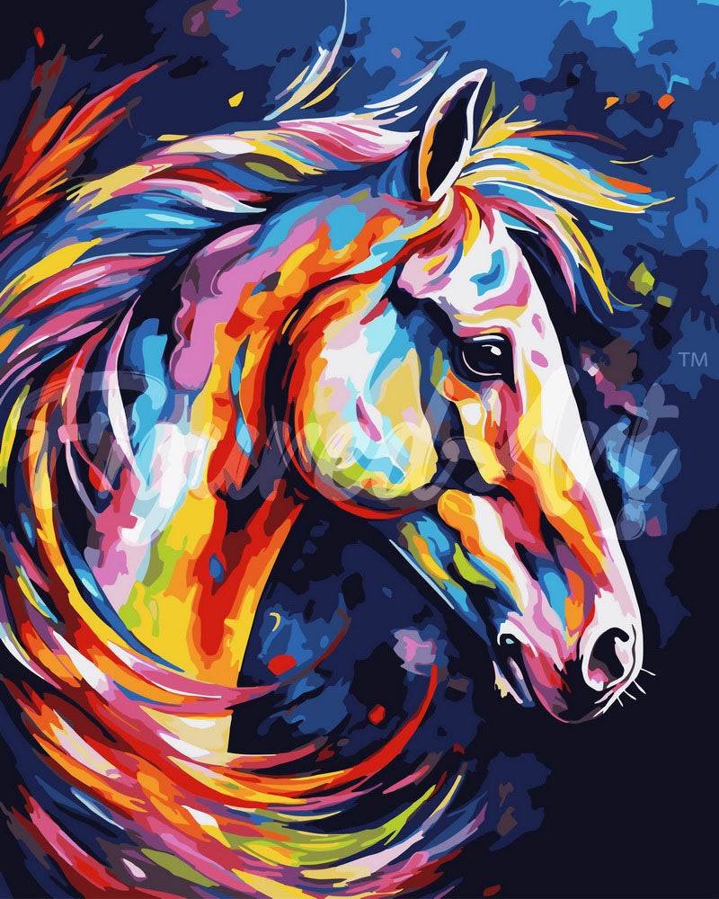 Paint by Numbers rolled - Colorful Abstract Horse