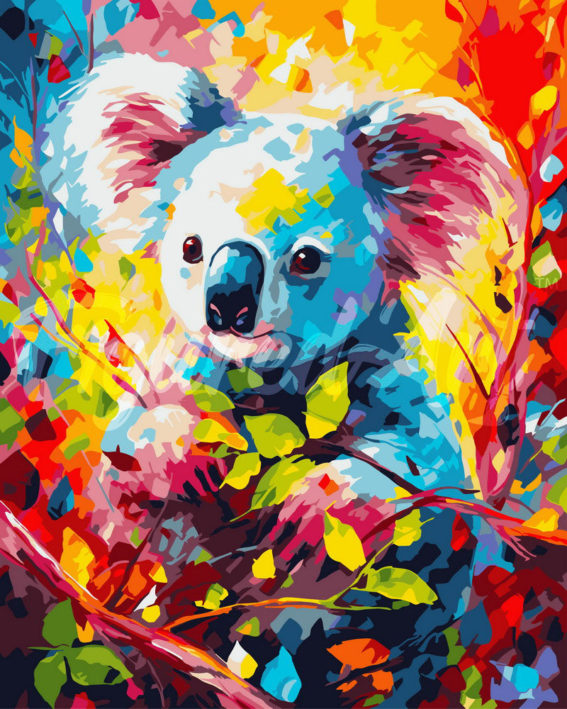 Paint by Numbers rolled - Colorful Abstract Koala