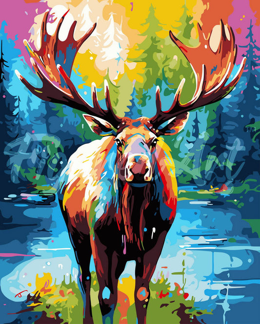 Paint by Numbers rolled - Colorful Abstract Moose