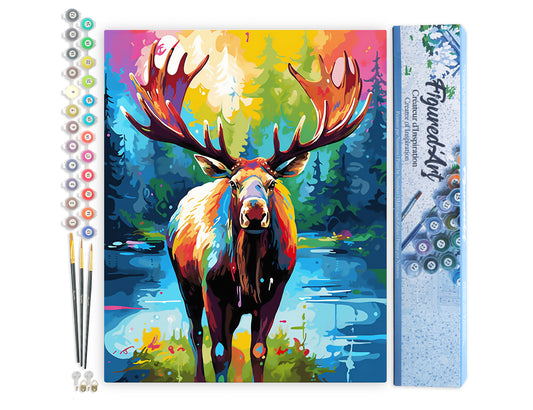Paint by Numbers rolled - Colorful Abstract Moose