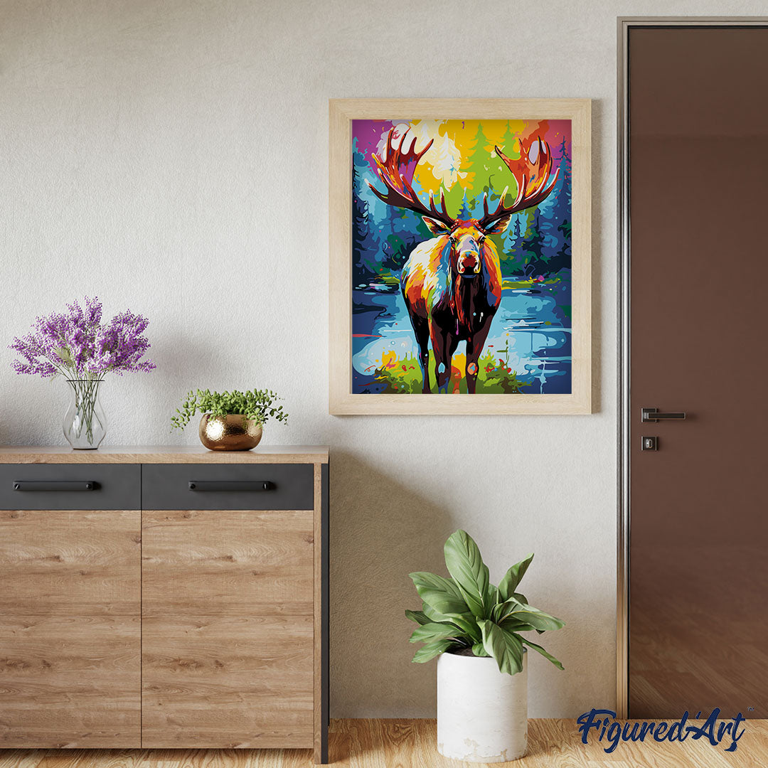 Paint by Numbers rolled - Colorful Abstract Moose