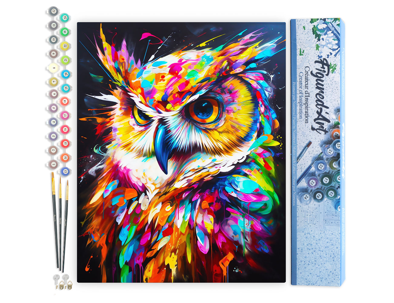Paint by Numbers rolled - Colorful Abstract Owl
