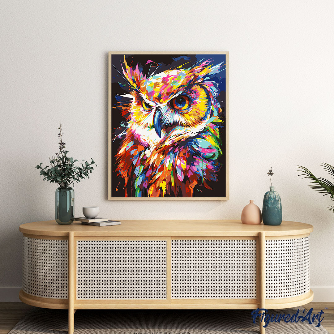 Paint by Numbers Framed - Colorful Abstract Owl
