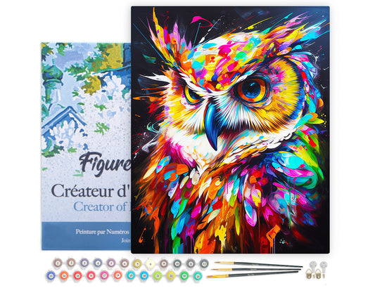 Paint by numbers kit Paint by Numbers Framed - Colorful Abstract Owl Figured'Art