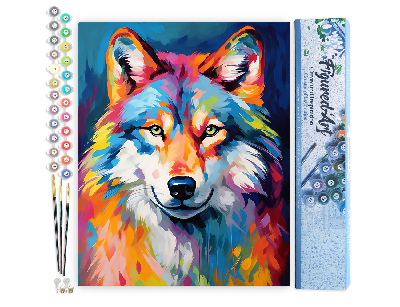 Paint by Numbers rolled - Colorful Abstract Wolf