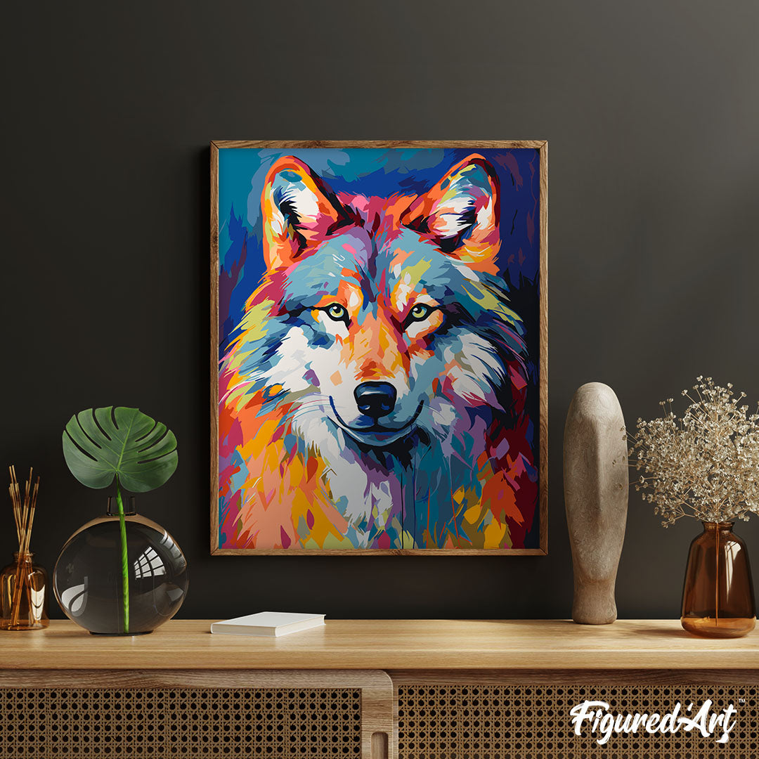 Paint by Numbers rolled - Colorful Abstract Wolf