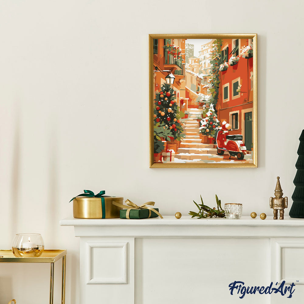 Paint by Numbers Framed - Christmas Staircase Scene