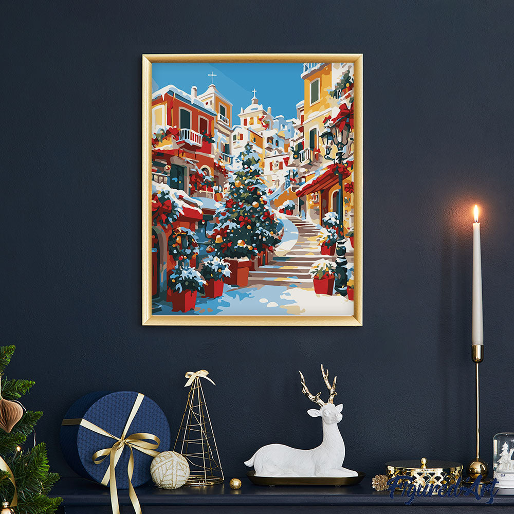 Paint by Numbers rolled - Mediterranean Christmas Village