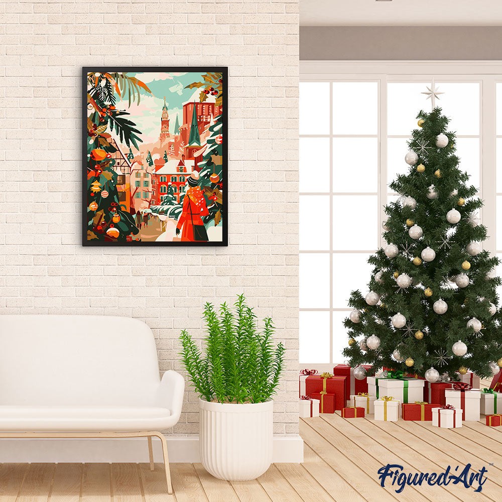Paint by Numbers Framed - Holiday Market Scene