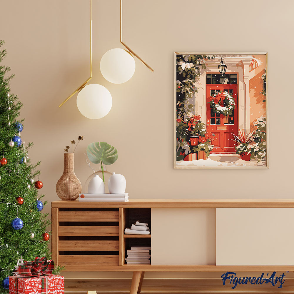 Paint by Numbers rolled - Festive Red Door