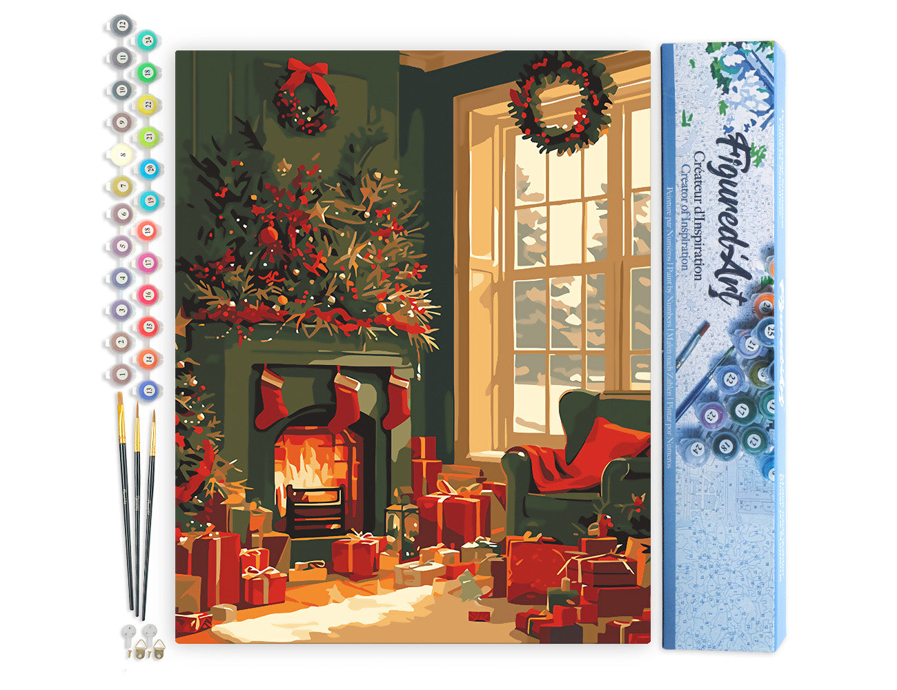 Paint by Numbers rolled - Festive Fireplace Scene