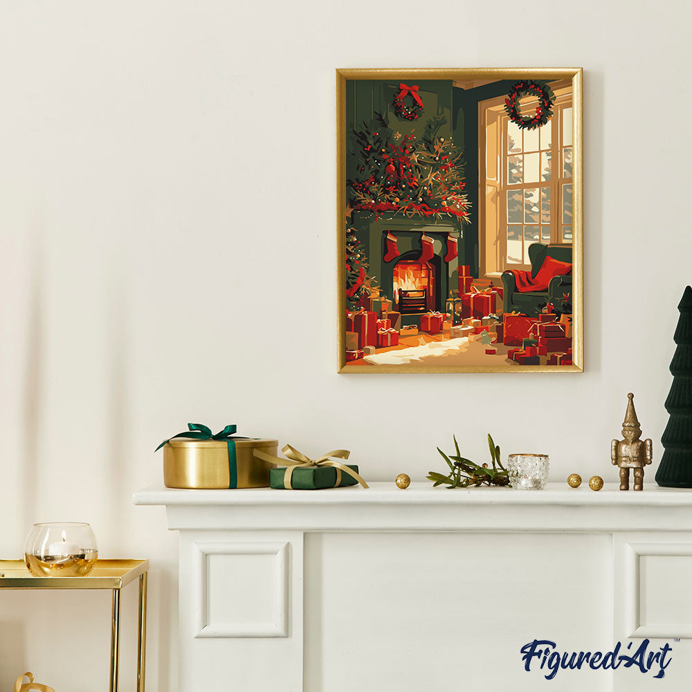 Paint by Numbers rolled - Festive Fireplace Scene