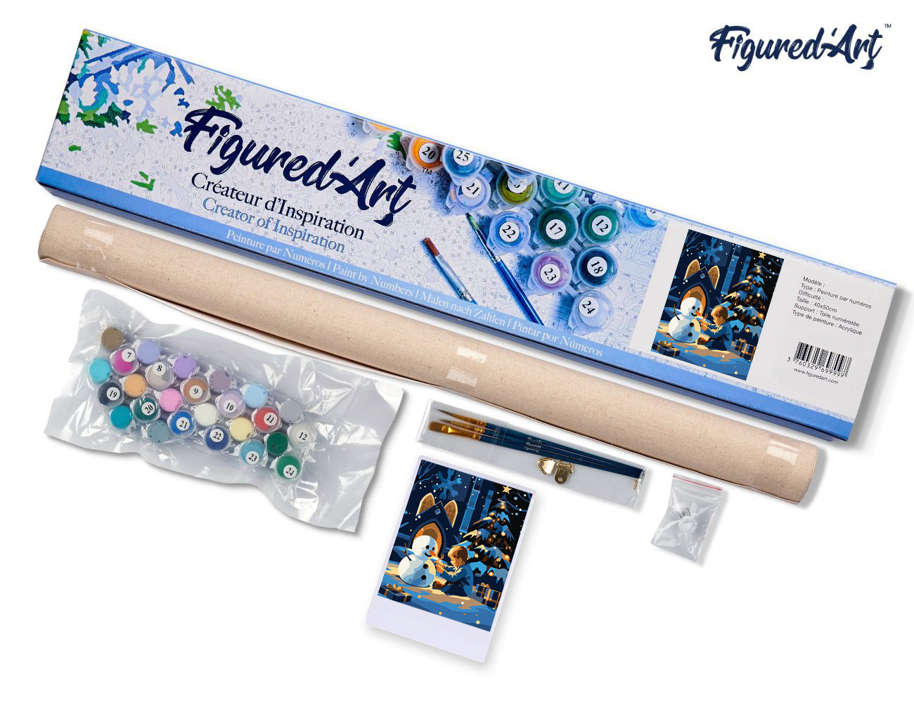 Paint by Numbers rolled - Winter Night Boy and Snowman