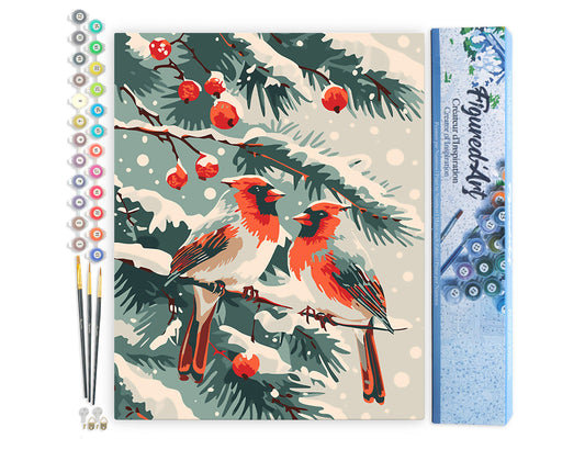 Paint by Numbers rolled - Winter Cardinals