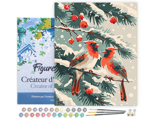 Paint by Numbers Framed - Winter Cardinals