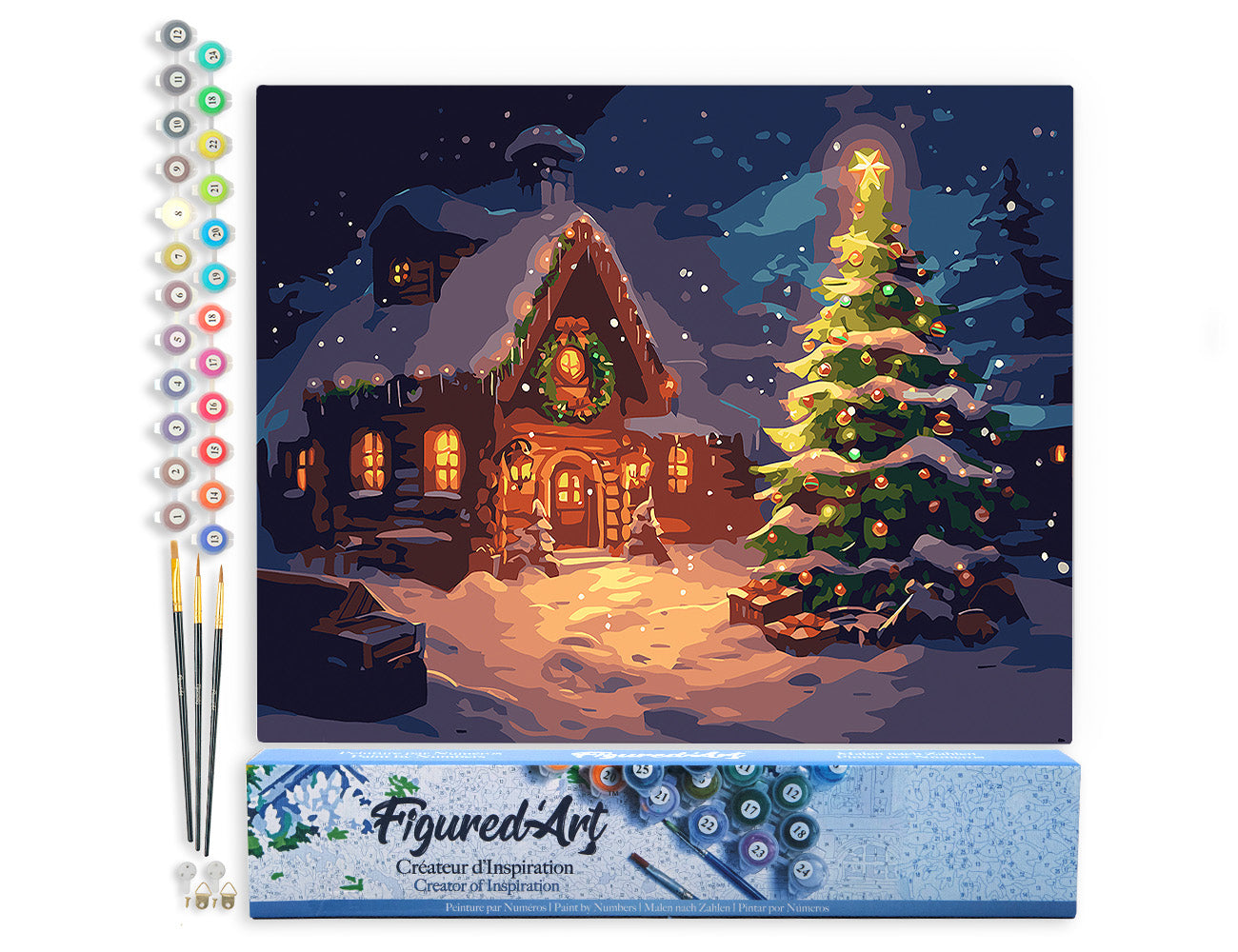Paint by Numbers rolled - Snowy Christmas Cottage