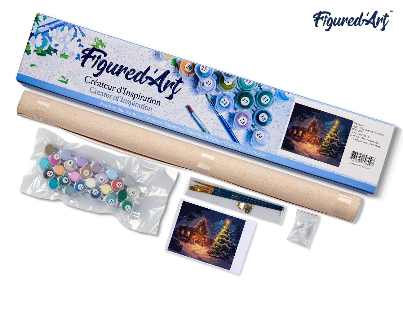 Paint by Numbers rolled - Snowy Christmas Cottage