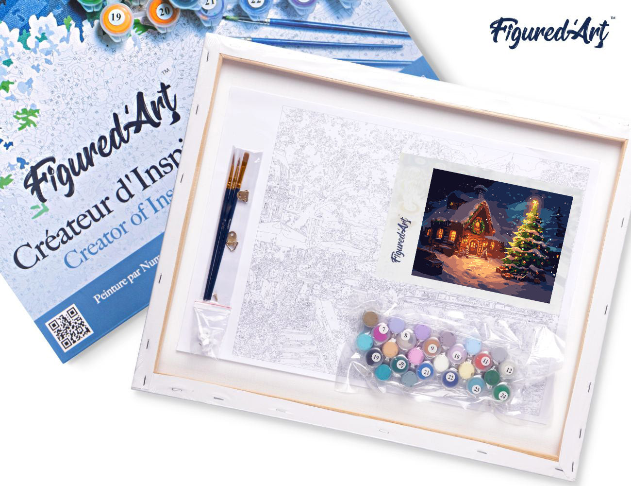 Paint by Numbers Framed - Snowy Christmas Cottage