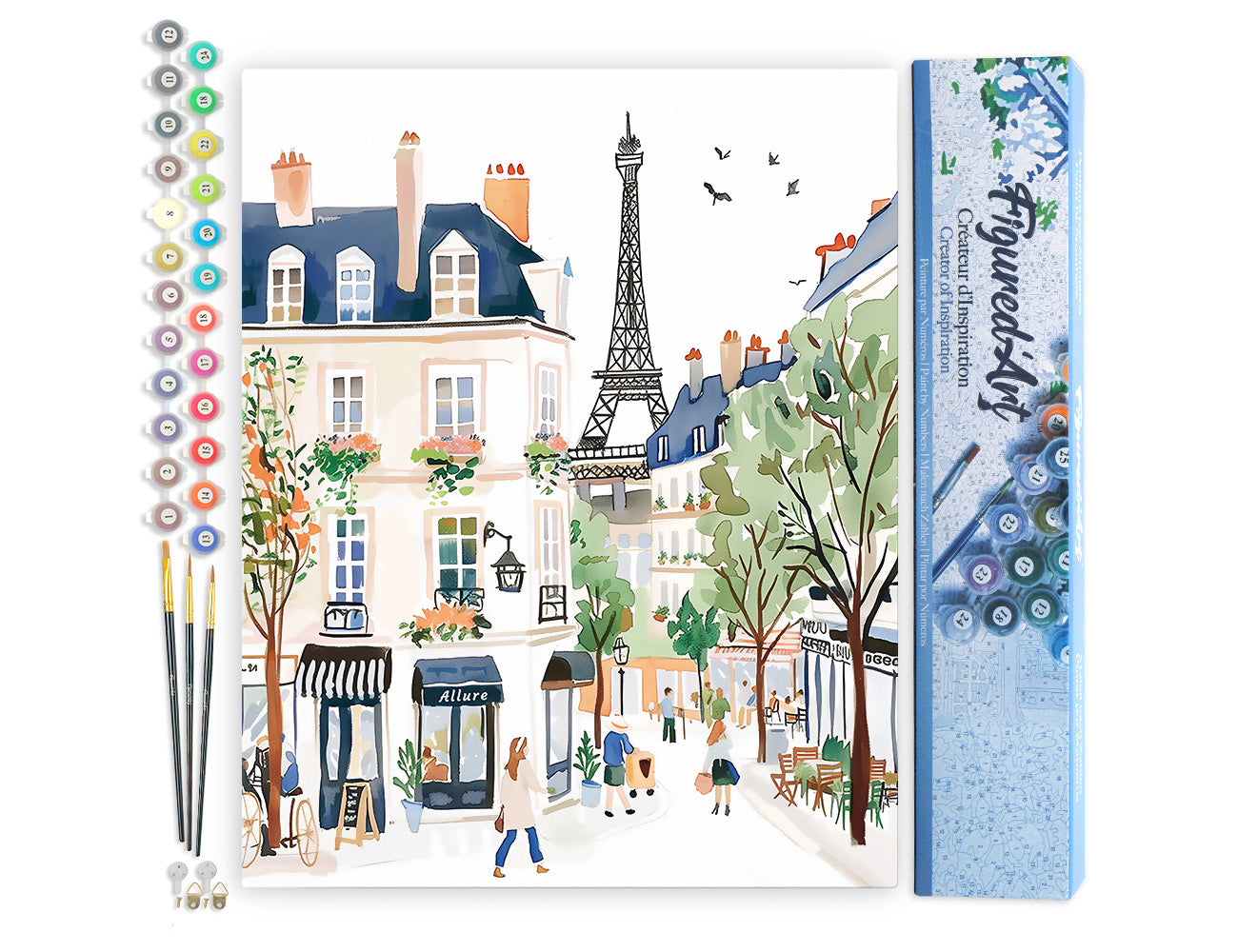 Paint by numbers kit Watercolor Paris Street Figured'Art