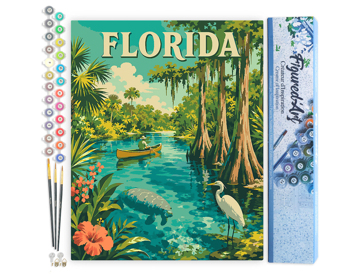Paint by Numbers rolled - Florida Wildlife Vintage Poster FiguredArt