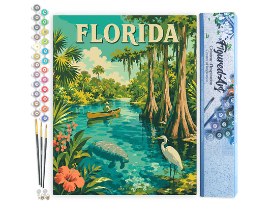 Paint by Numbers rolled - Florida Wildlife Vintage Poster FiguredArt