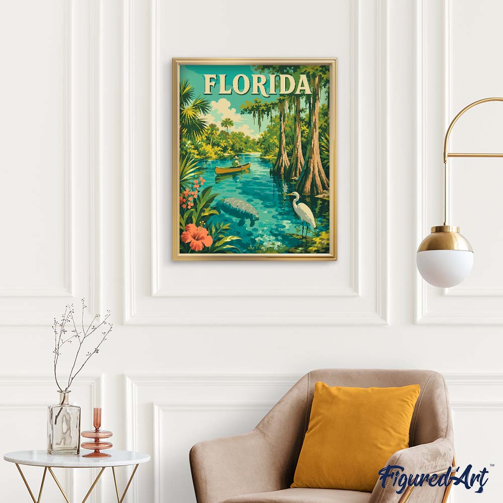 Paint by Numbers rolled - Florida Wildlife Vintage Poster