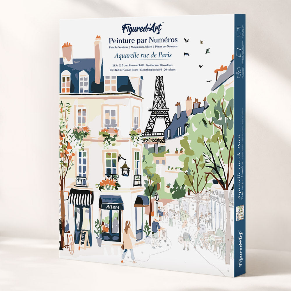Paint by Numbers Gift Box - Watercolor Paris Street FiguredArt