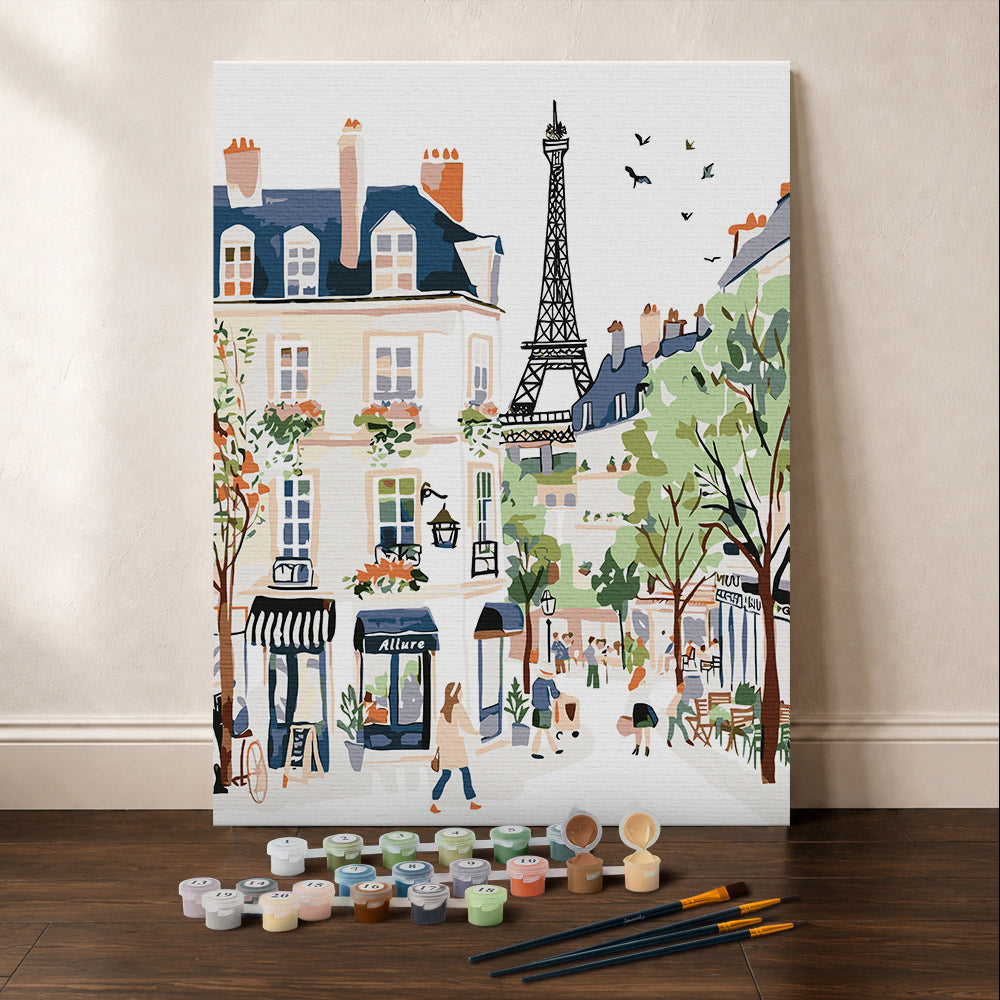 Paint by Numbers Gift Box - Watercolor Paris Street