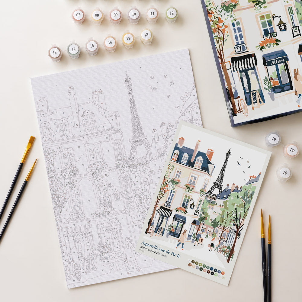 Paint by Numbers Gift Box - Watercolor Paris Street