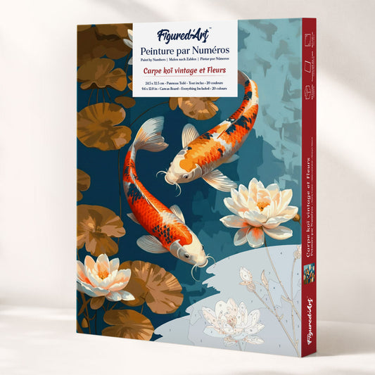 Paint by Numbers Gift Box - Vintage Koi Carp and Flowers FiguredArt