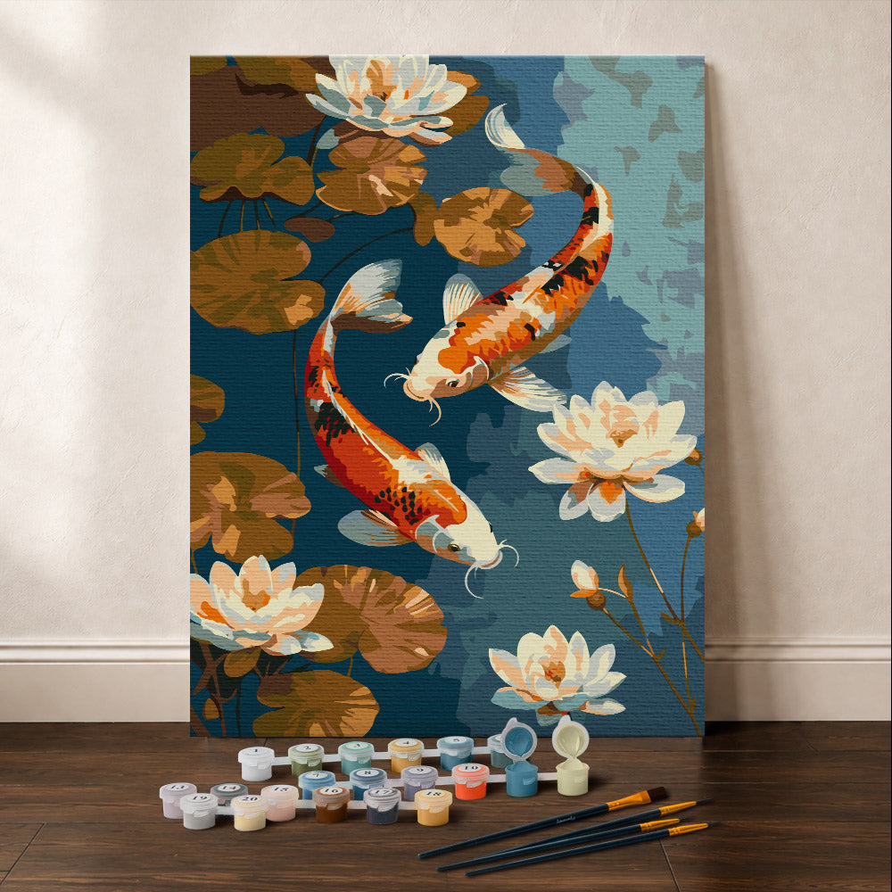 Paint by Numbers Gift Box - Vintage Koi Carp and Flowers