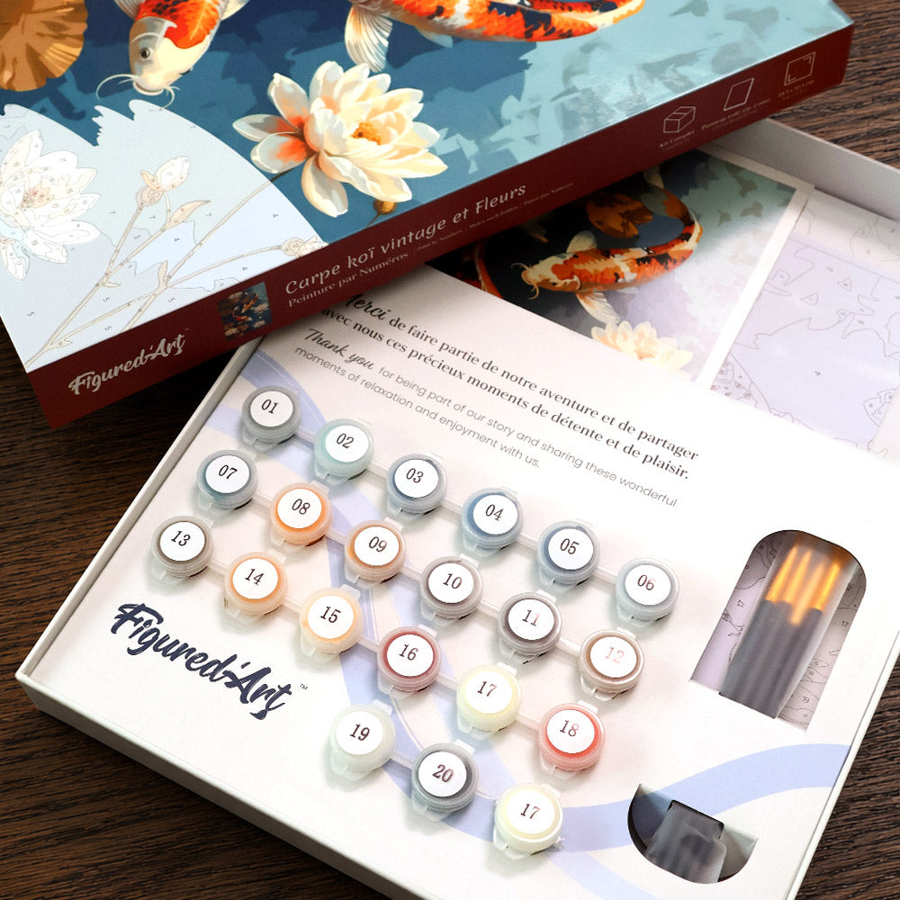 Paint by Numbers Gift Box - Vintage Koi Carp and Flowers