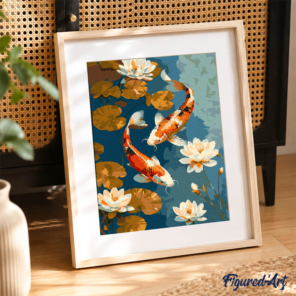 Paint by Numbers Gift Box - Vintage Koi Carp and Flowers