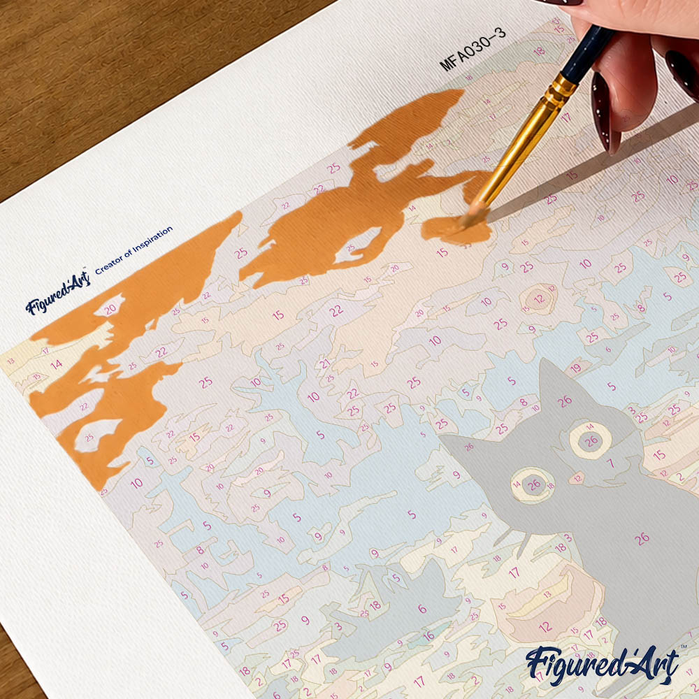 Mini Serie Paint by numbers 6"x8" (6 pieces) - Starry Night Cats